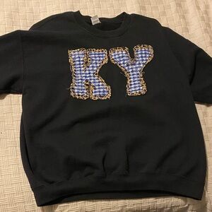 Black Kids Sweatshirt with Blue Gingham 'KY' Applique